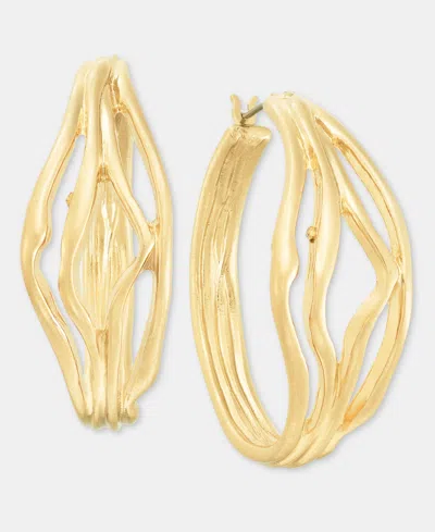 Style & Co Sculptural Multi-row Medium Hoop Earrings, 1.48", Macy's Exclusive In Gold