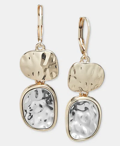 Style & Co Sculptural Oval Double Drop Earrings, Macy's Exclusive In Two Tone