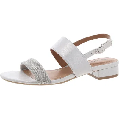 Style & Co Selbiee Womens Rhinestone Metallic Slingback Sandals In Silver