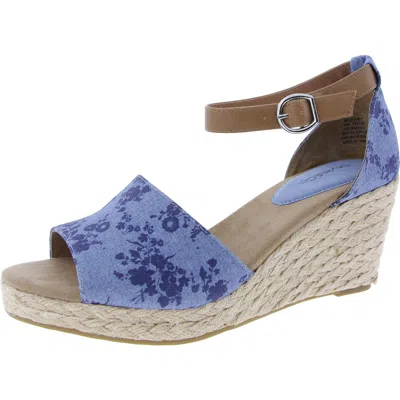 Style & Co Seleene Womens Wedge Sandals In Denim Floral