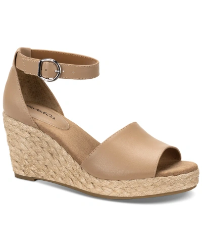 Style & Co Women's Seleeney Wedge Sandals, Created For Macy's In Nude Smooth