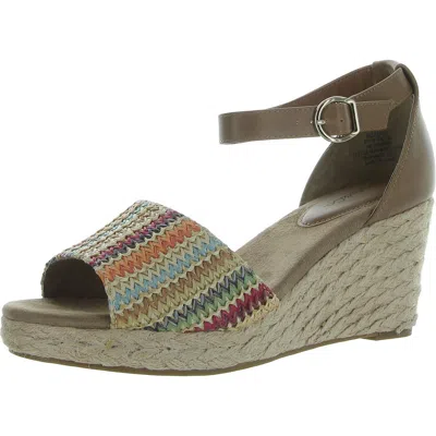 Style & Co Seleeney Womens Ankle Strap Open Toe Wedge Sandals In Multi