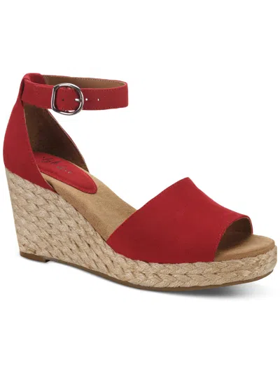 Style & Co Seleeney Womens Slingback Open-toe Wedge Sandals In Red Micro
