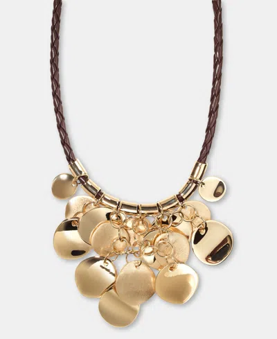 Style & Co Shaky Disc Braided Cord Statement Necklace, 18" + 3" Extender, Macy's Exclusive In Gold