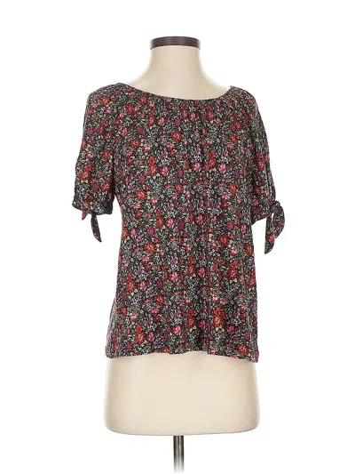 Pre-owned Style & Co Short Sleeve Blouse In Black
