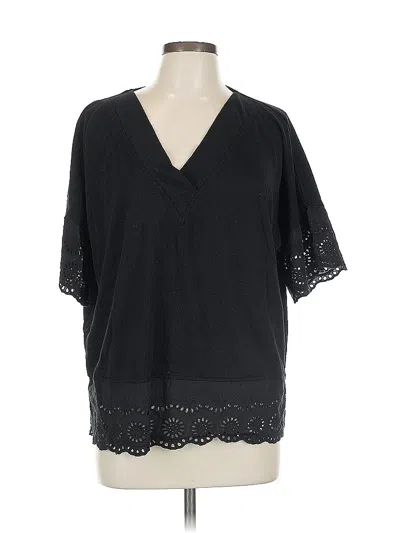 Pre-owned Style & Co Short Sleeve Blouse In Black
