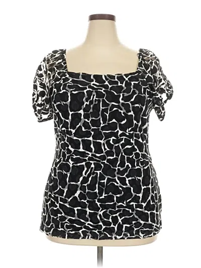 Pre-owned Style & Co Short Sleeve Blouse In Black
