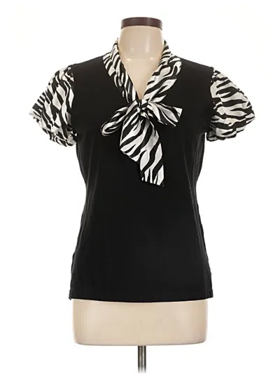 Pre-owned Style & Co Short Sleeve Blouse In Black