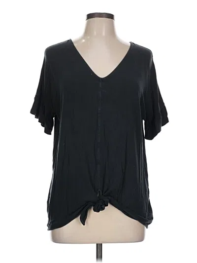 Pre-owned Style & Co Short Sleeve Blouse In Black