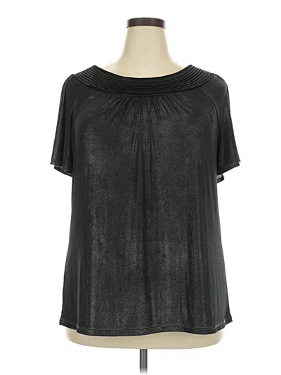 Pre-owned Style & Co Short Sleeve Blouse In Black