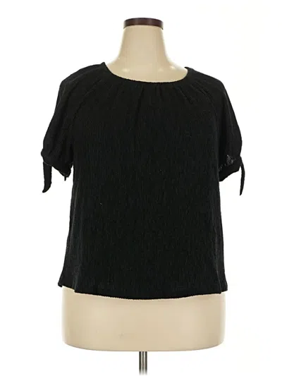 Pre-owned Style & Co Short Sleeve Blouse In Black