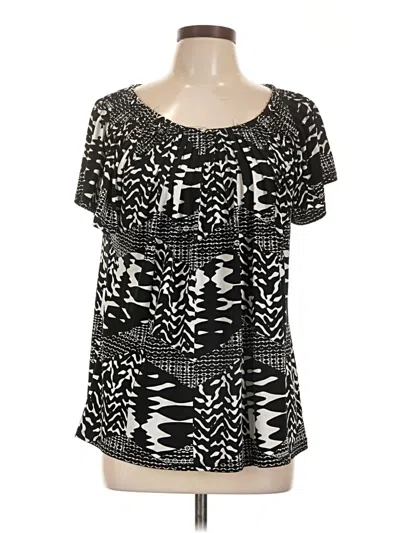 Pre-owned Style & Co Short Sleeve Blouse In Black