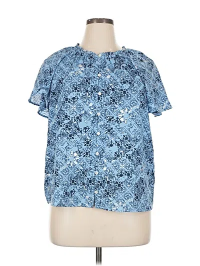 Style & Co Short Sleeve Blouse In Blue