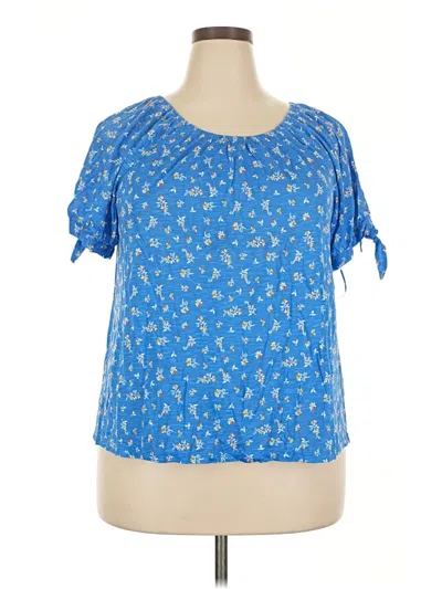 Pre-owned Style & Co Short Sleeve Blouse In Blue