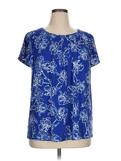 Style & Co Short Sleeve Blouse In Blue