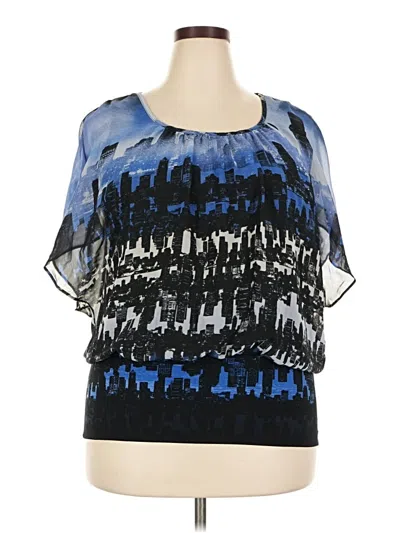 Pre-owned Style & Co Short Sleeve Blouse In Blue