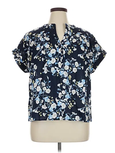 Style & Co Short Sleeve Blouse In Blue