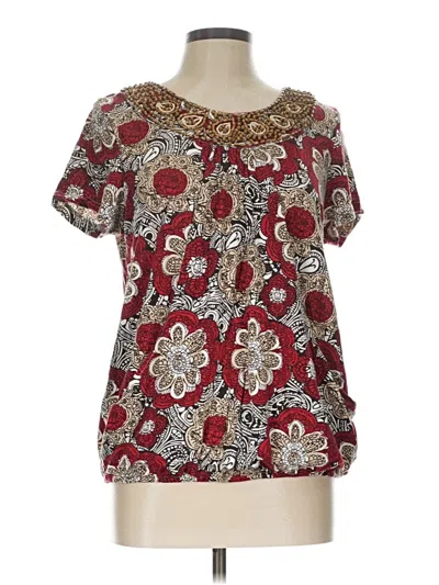 Pre-owned Style & Co Short Sleeve Blouse In Burgundy