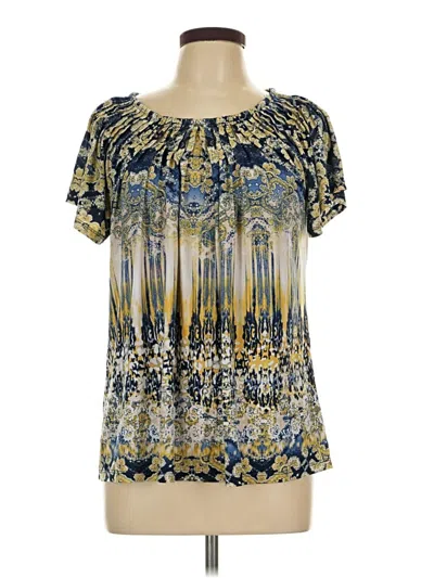 Pre-owned Style & Co Short Sleeve Blouse In Gold
