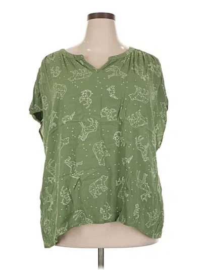 Pre-owned Style & Co Short Sleeve Blouse In Green