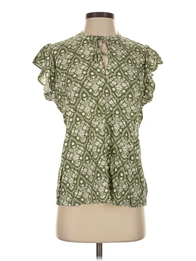 Style & Co Short Sleeve Blouse In Green