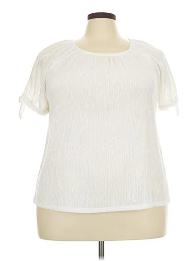 Pre-owned Style & Co Short Sleeve Blouse In Ivory