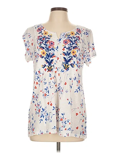 Pre-owned Style & Co Short Sleeve Blouse In Ivory