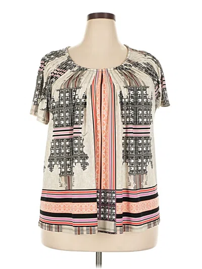 Pre-owned Style & Co Short Sleeve Blouse In Ivory