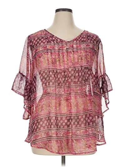 Pre-owned Style & Co Short Sleeve Blouse In Pink