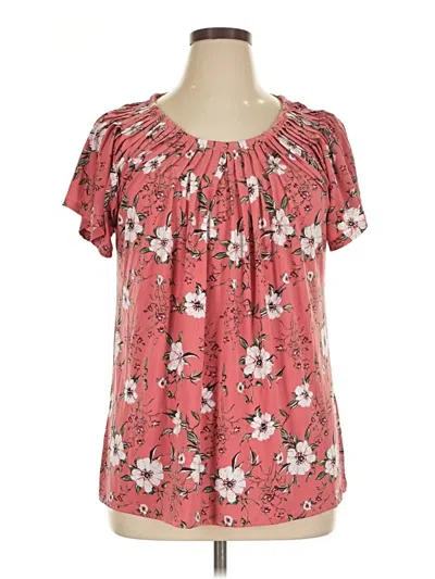 Style & Co Short Sleeve Blouse In Pink