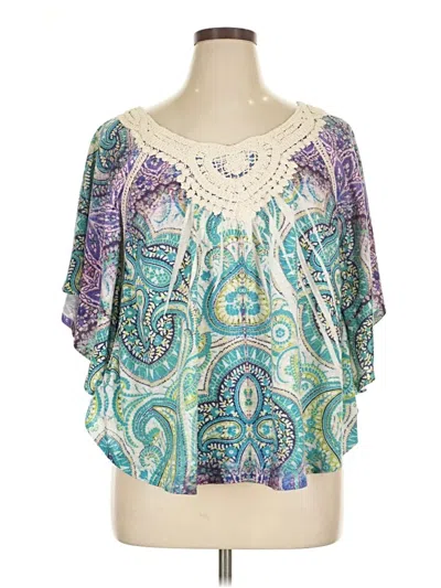 Pre-owned Style & Co Short Sleeve Blouse In Purple