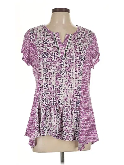 Pre-owned Style & Co Short Sleeve Blouse In Purple