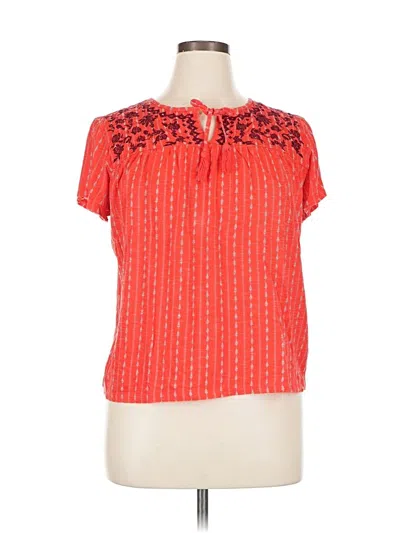 Pre-owned Style & Co Short Sleeve Blouse In Red