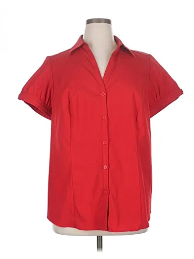 Pre-owned Style & Co Short Sleeve Blouse In Red