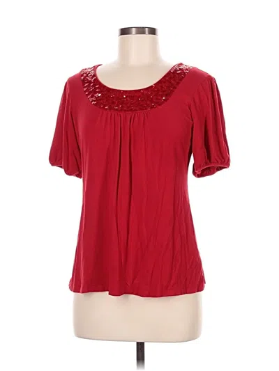 Pre-owned Style & Co Short Sleeve Blouse In Red