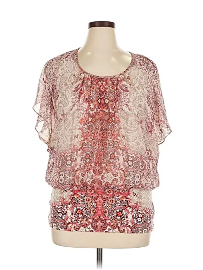 Pre-owned Style & Co Short Sleeve Blouse In Silver