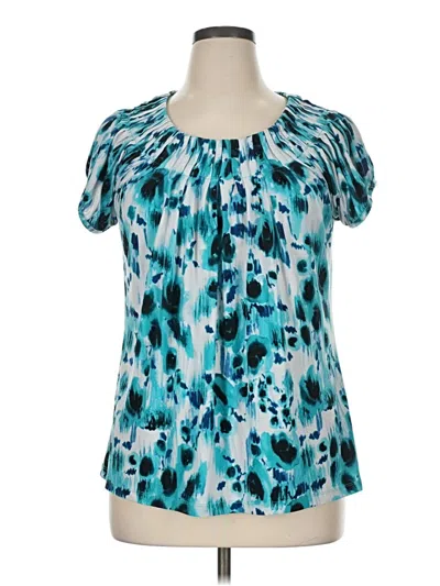Pre-owned Style & Co Short Sleeve Blouse In Teal
