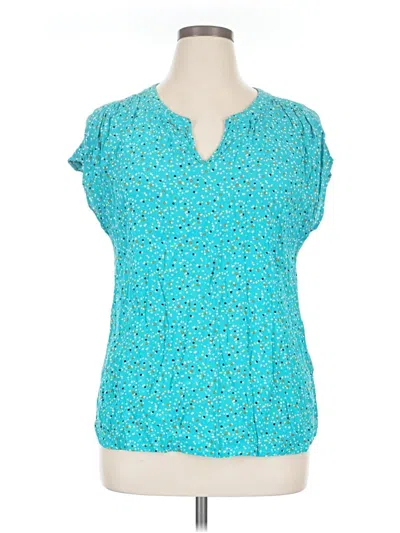 Pre-owned Style & Co Short Sleeve Blouse In Teal