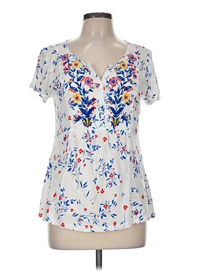 Pre-owned Style & Co Short Sleeve Blouse In White