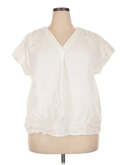 Style & Co Short Sleeve Blouse In White