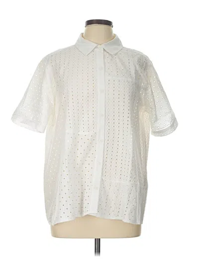 Pre-owned Style & Co Short Sleeve Blouse In White
