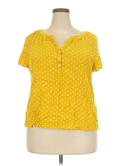 Pre-owned Style & Co Short Sleeve Blouse In Yellow