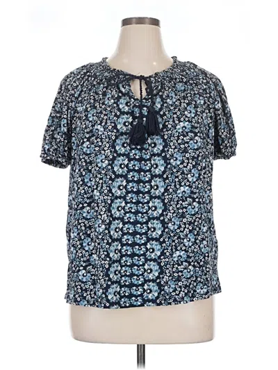 Pre-owned Style & Co Short Sleeve Henley Shirt In Blue