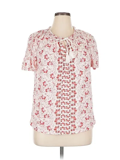 Pre-owned Style & Co Short Sleeve Henley Shirt In Pink