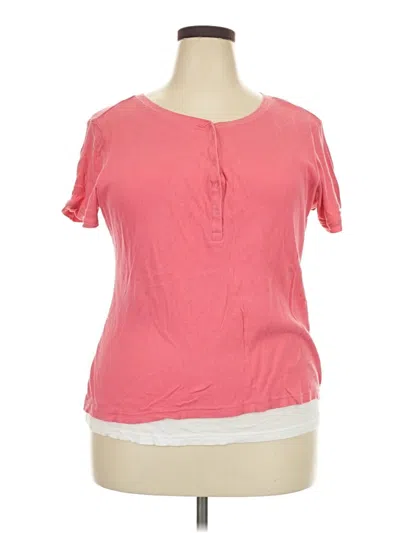 Pre-owned Style & Co Short Sleeve Henley Shirt In Pink