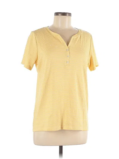 Pre-owned Style & Co Short Sleeve Henley Shirt In Yellow