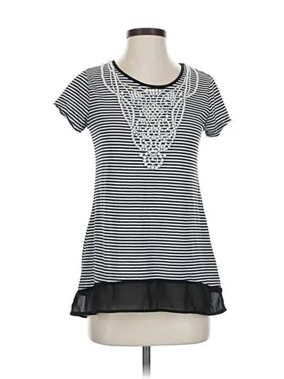 Pre-owned Style & Co Short Sleeve Top Black Keyhole Neckline Tops
