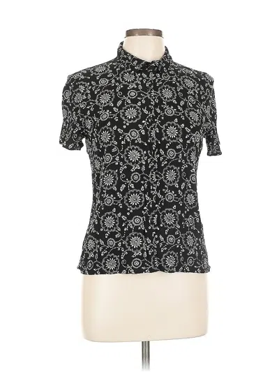 Pre-owned Style & Co Short Sleeve Top Black Mock Neckline Tops