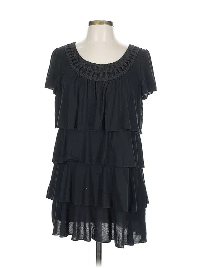 Pre-owned Style & Co Short Sleeve Top Black Ruffles Neckline Tops