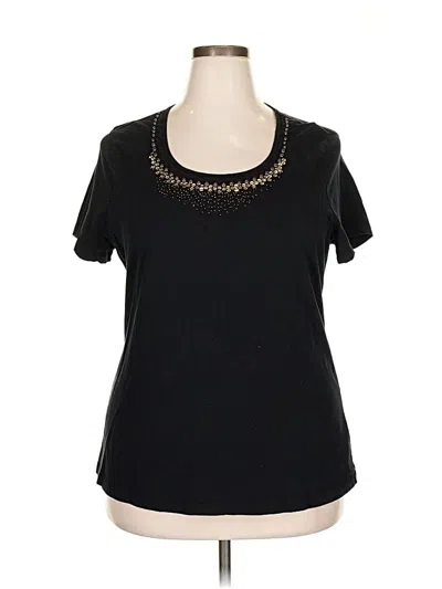 Pre-owned Style & Co Short Sleeve Top Black Scoop Neck Tops
